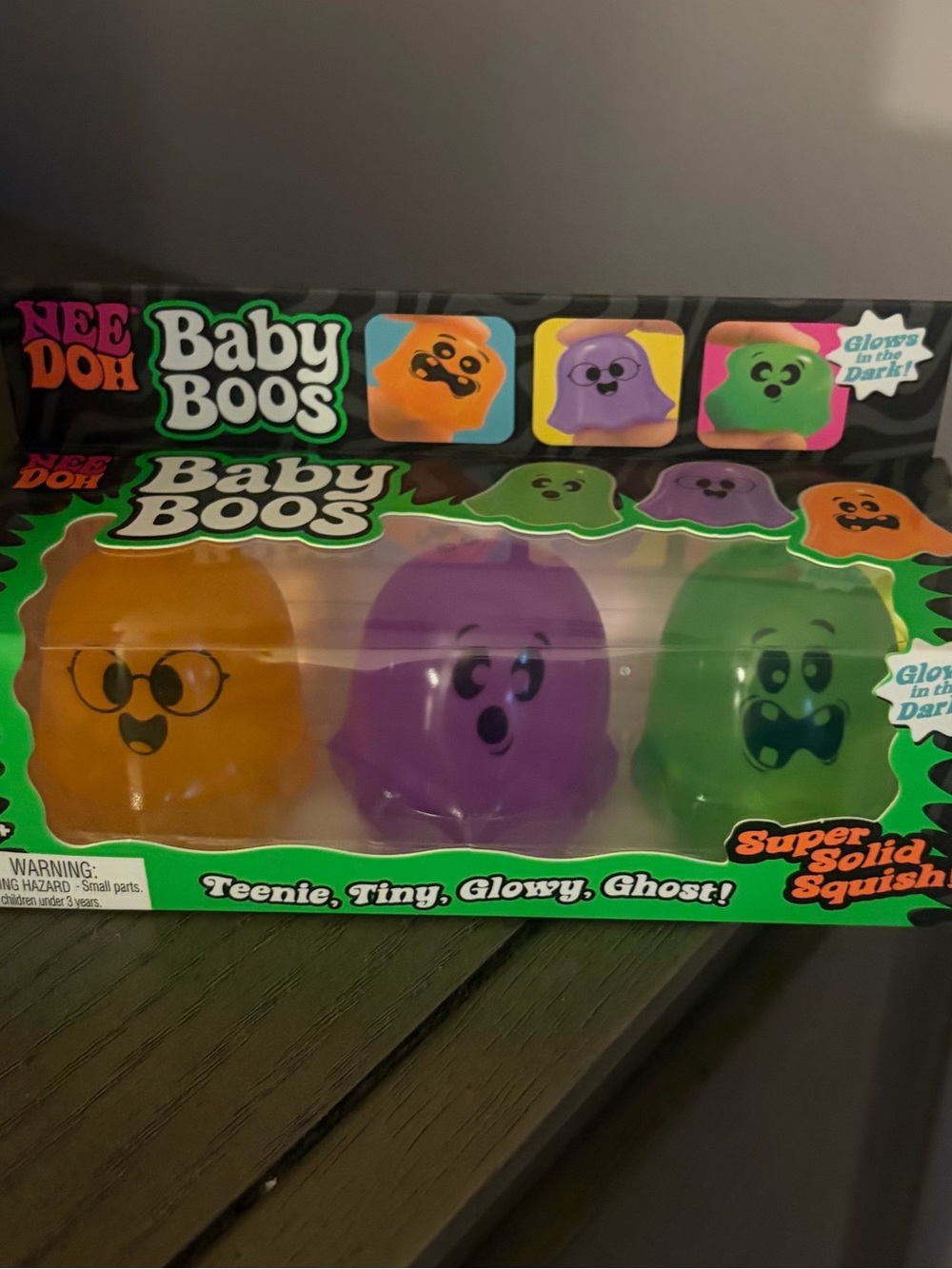 NIB NEEDOH Baby Boos Glow-in-the-Dark Ghost Squish Trio
